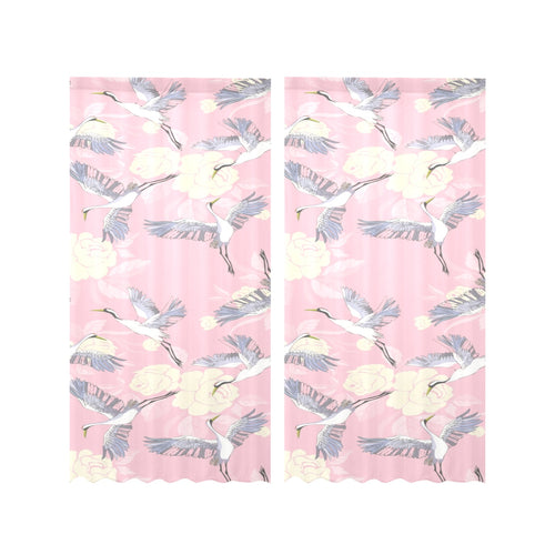 Japanese crane rose pattern Gauze Curtain
