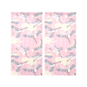 Japanese crane rose pattern Gauze Curtain