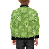 Broccoli pattern green background Kids' Boys' Girls' Bomber Jacket