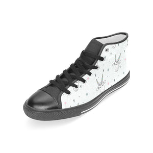Cute goat design pattern Women's High Top Canvas Shoes Black