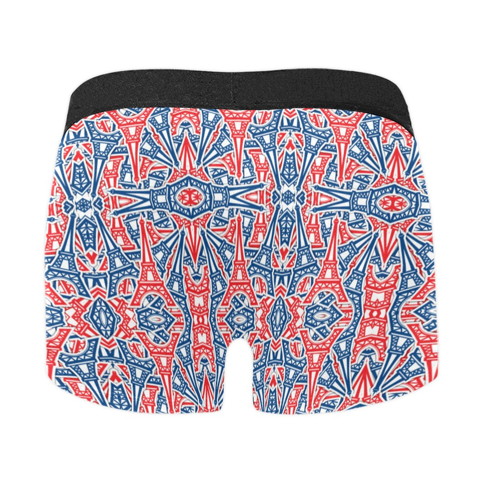 Blue Red Eiffel Tower Pattern Print Design 02 Men's All Over Print Boxer Briefs Men's Underwear