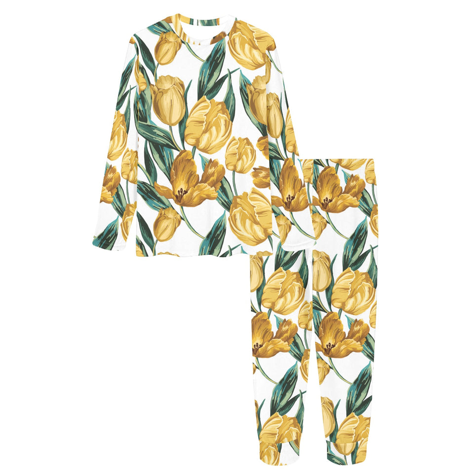 yellow tulips pattern Women's All Over Print Pajama Set