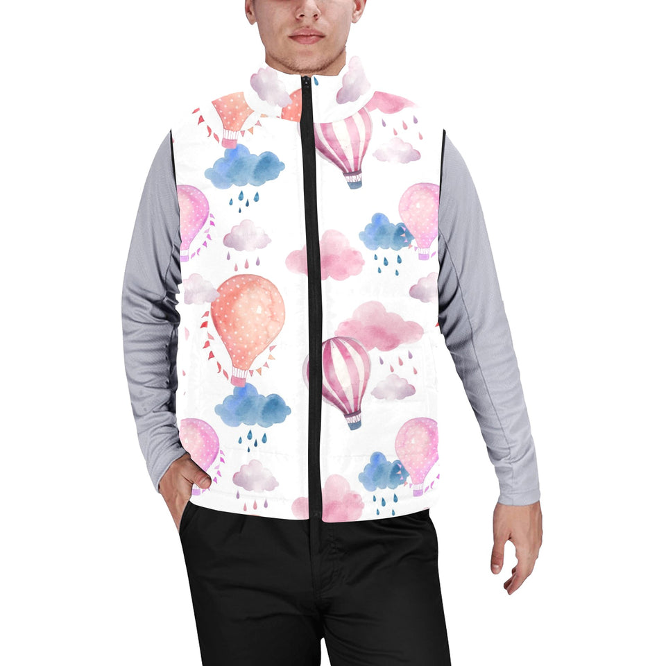 Watercolor air balloon cloud pattern Men's Padded Vest