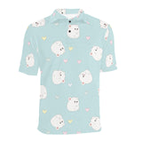 White cute hamsters heart pattern Men's All Over Print Polo Shirt