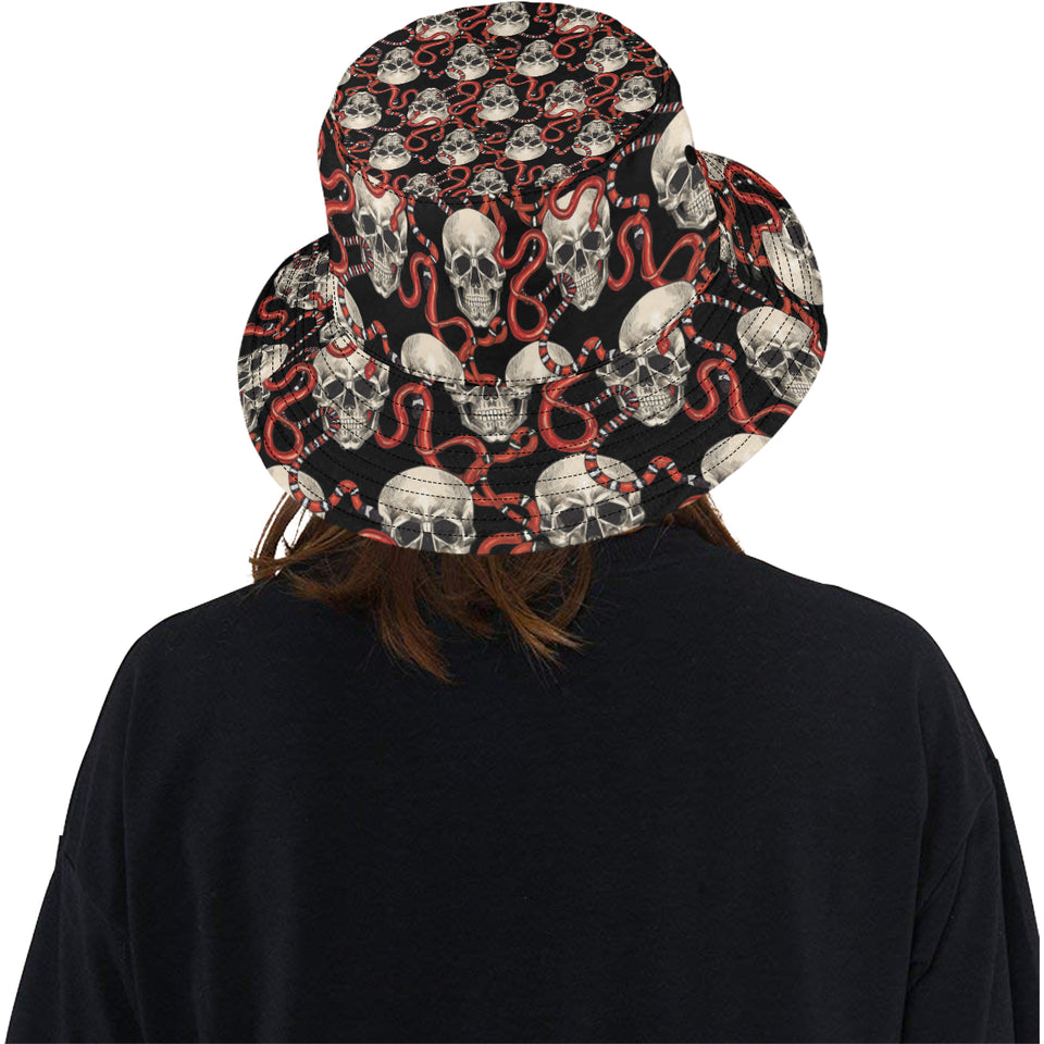 Red snake skull pattern Unisex Bucket Hat