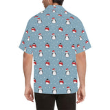 Cute penguin christmas snow pattern Men's All Over Print Hawaiian Shirt