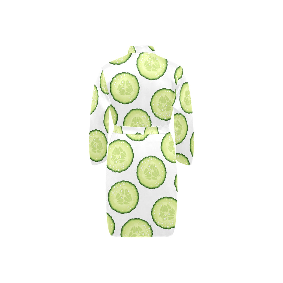 Cucumber slices pattern Men's Long Sleeve Belted Night Robe