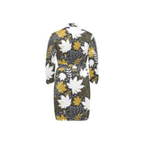Beautiful gold autumn maple leaf pattern Men's Long Sleeve Belted Night Robe