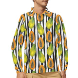 papaya design pattern Men's Long Sleeve Polo Shirt