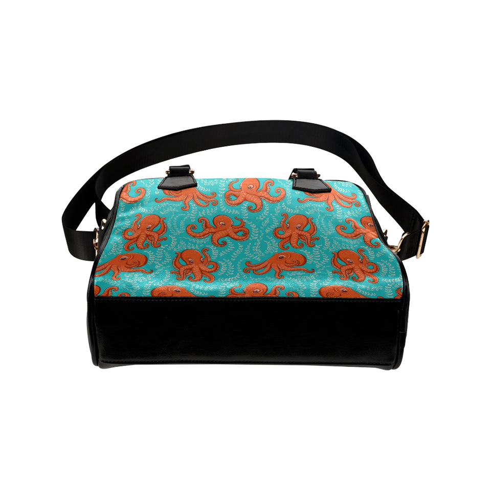 Octopus turquoise background Shoulder Handbag