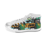 dinosaurs print pattern Women's High Top Canvas Shoes White
