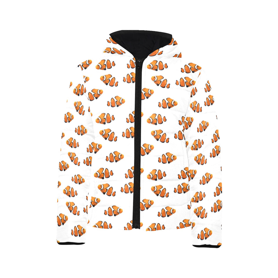 Clown Fish Pattern Print Design 03 Kids' Boys' Girls' Padded Hooded Jacket