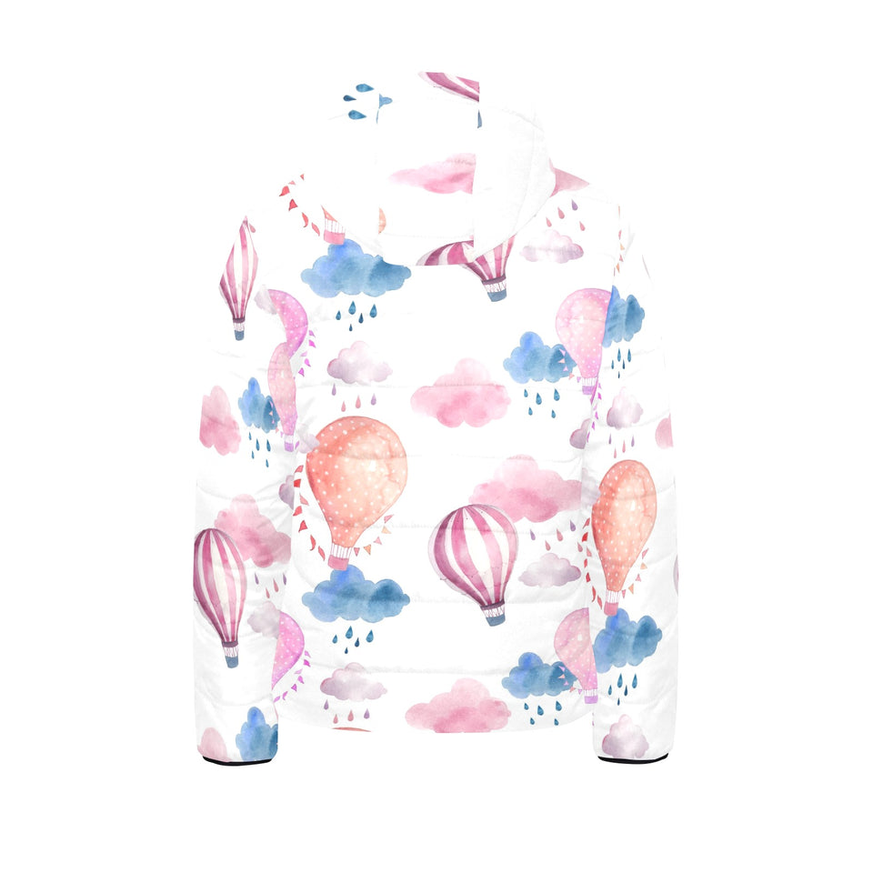 Watercolor air balloon cloud pattern Kids' Boys' Girls' Padded Hooded Jacket