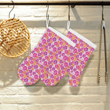 Hibiscus Pattern Print Design 01 Heat Resistant Oven Mitts