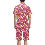 Popcorn Pattern Print Design 02 Men's V-Neck Short Pajama Set