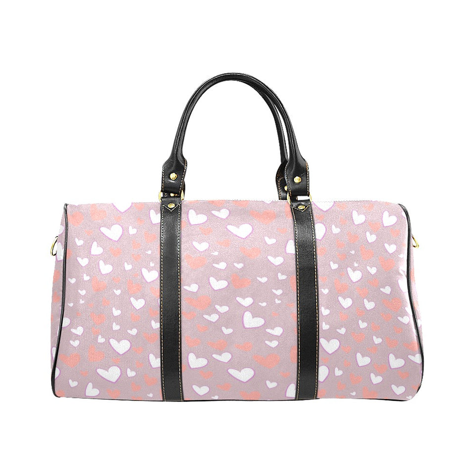 coral white heart pattern Travel Bag