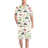 Cute dinosaurs pattern Men's V-Neck Short Pajama Set