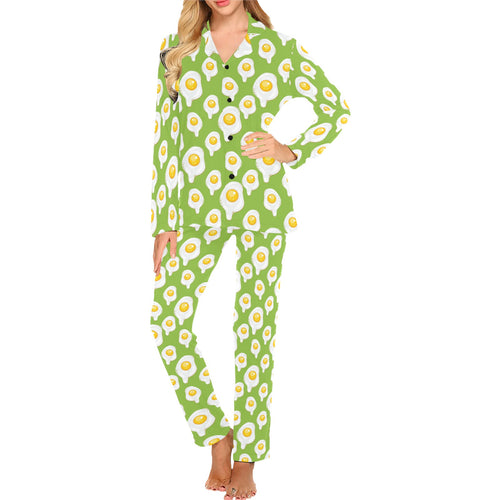 Fried Eggs Pattern Print Design 01 Women's Long Pajama Set