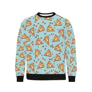 Hand drawn pizza blue background Men's Crew Neck Sweatshirt