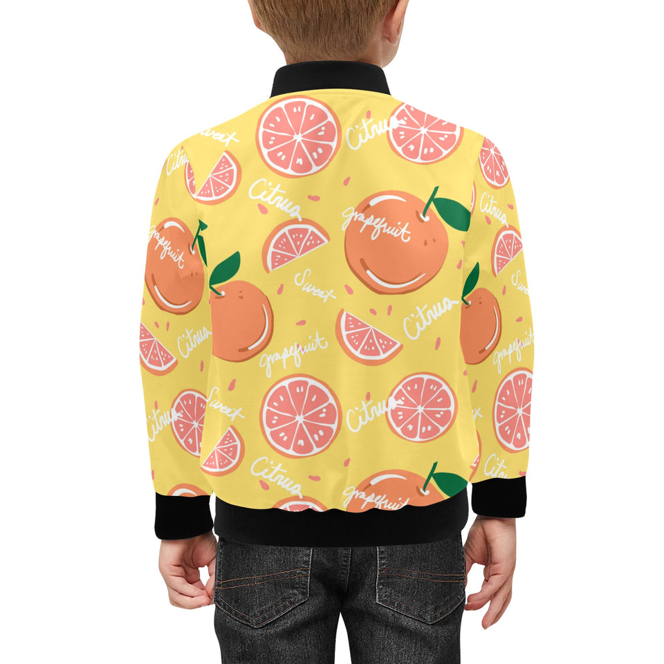 Grapefruit yellow background Kids' Boys' Girls' Bomber Jacket