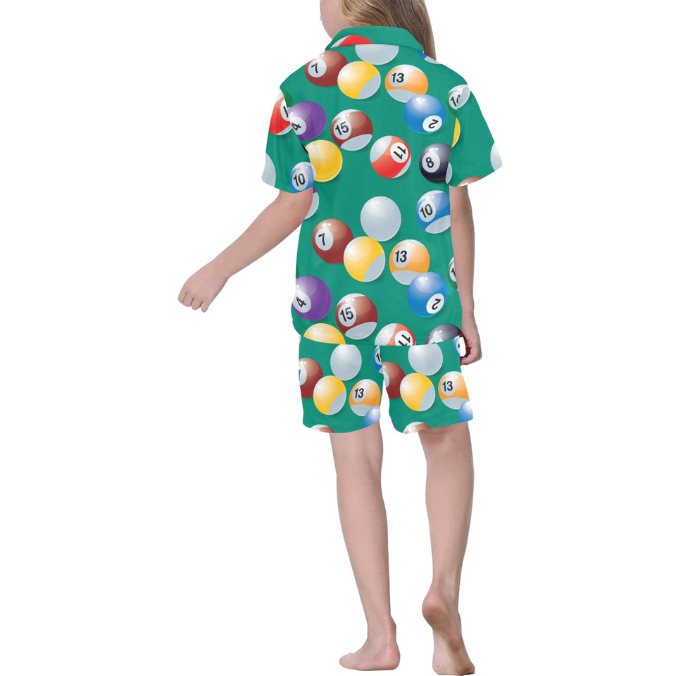 Billiard Ball Pattern Print Design 01 Kids' Boys' Girls' V-Neck Short Pajama Set