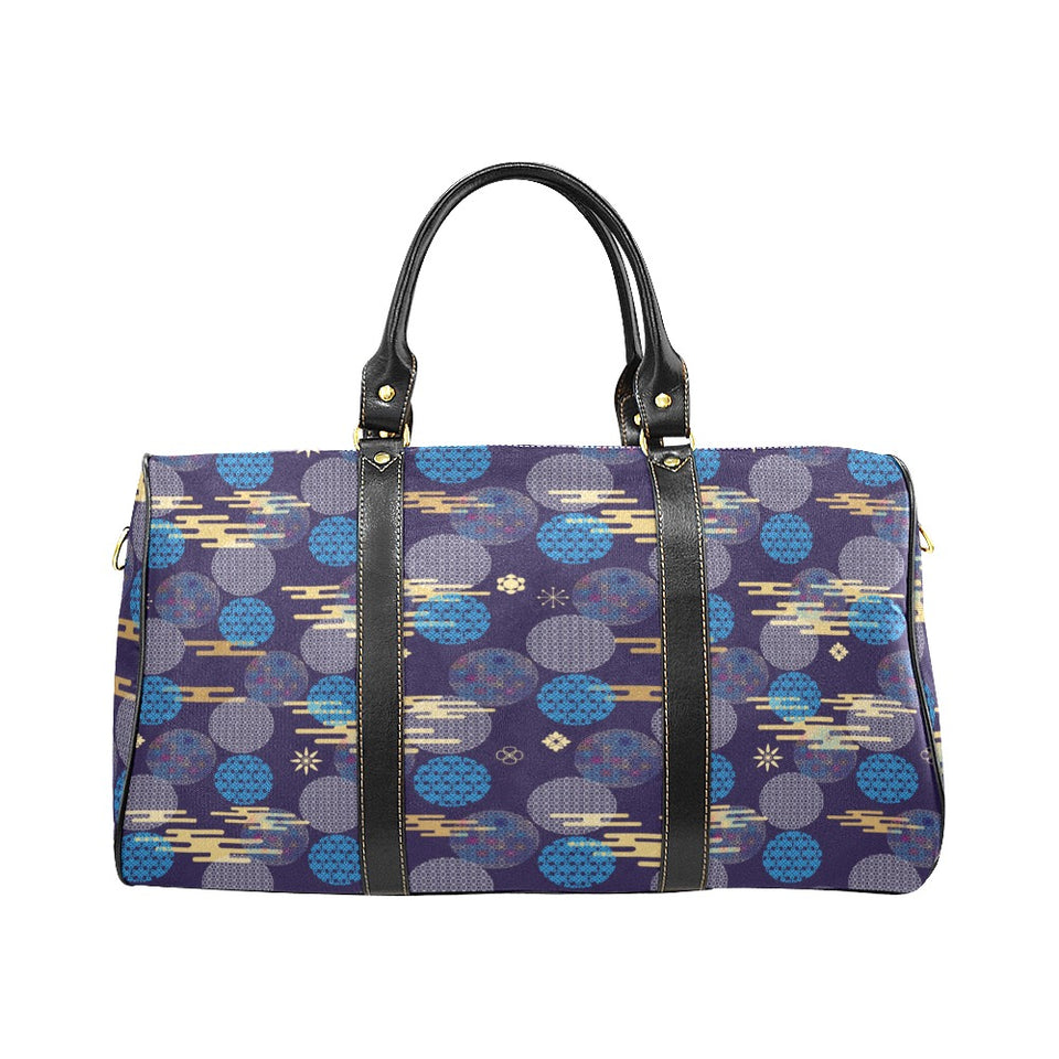 Blue japanese pattern cloud wave flower Travel Bag
