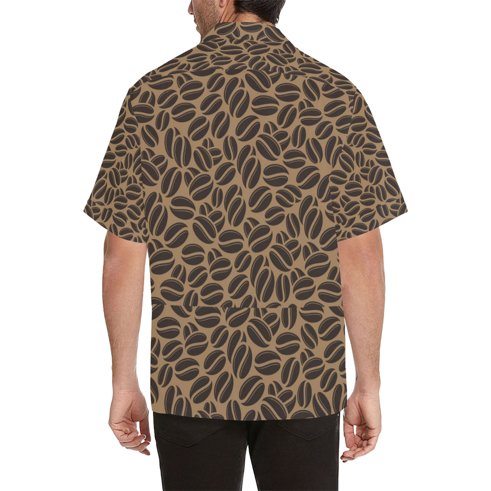 Coffee bean on brown background Men's All Over Print Hawaiian Shirt