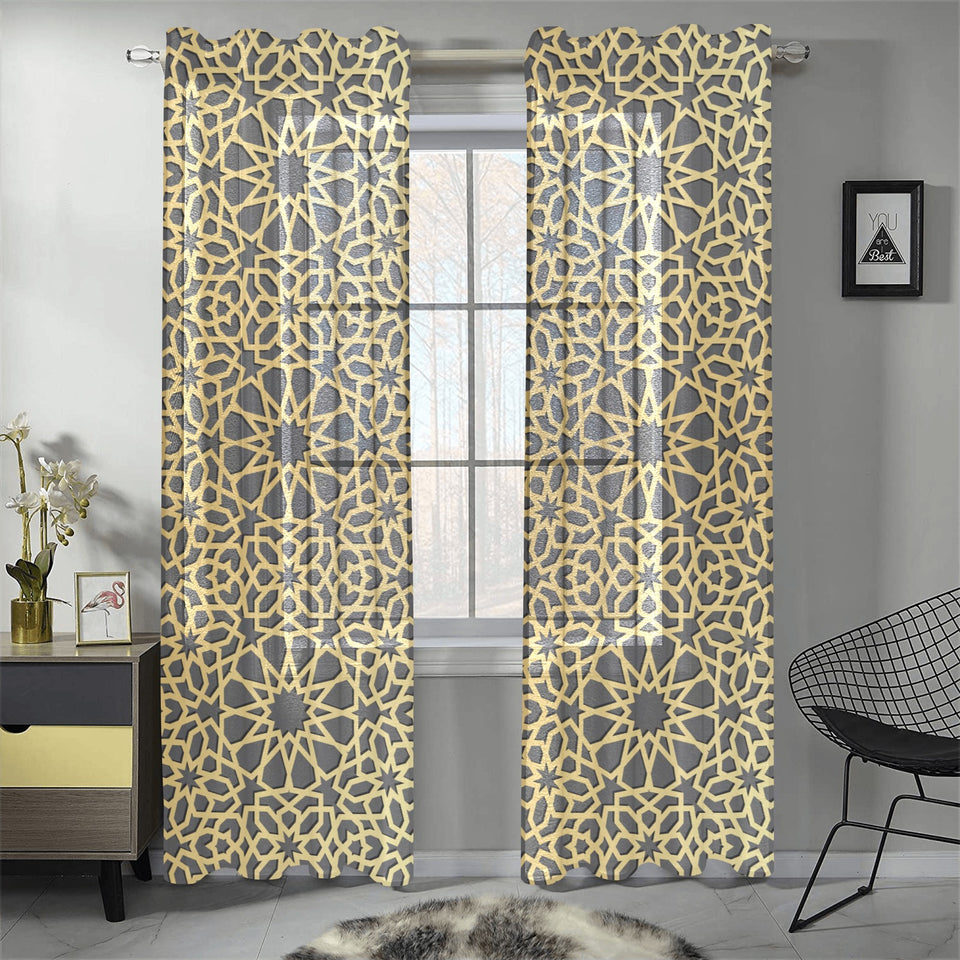arabic star gold pattern Gauze Curtain