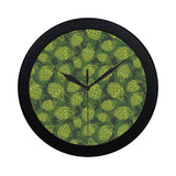 Hop pattern Hop cone background Elegant Black Wall Clock