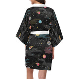space pattern Women's Short Kimono Robe