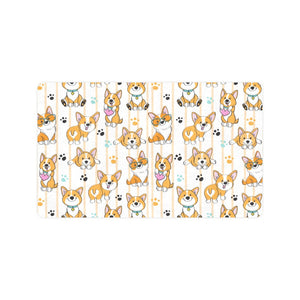 Cute dog corgi striped background pattern Doormat