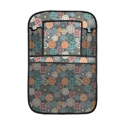 Gear Pattern Print Design 05 Car Seat Back Organizer