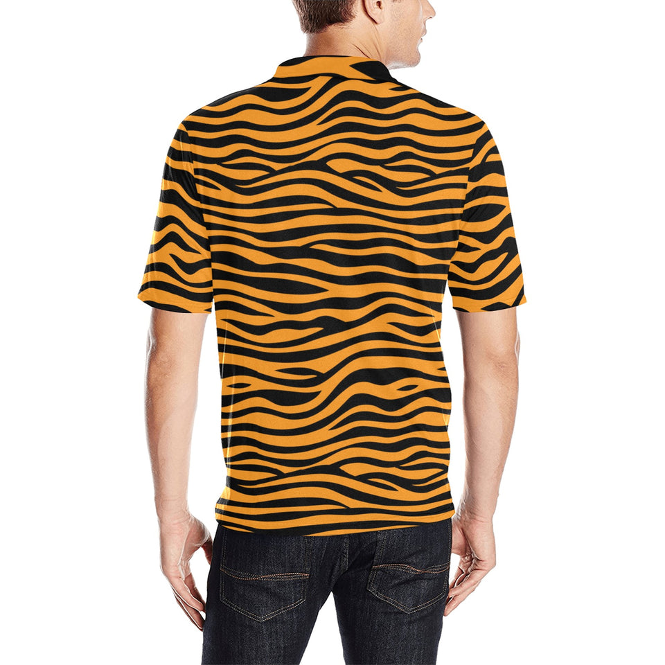 Bengal tigers skin print pattern background Men's All Over Print Polo Shirt