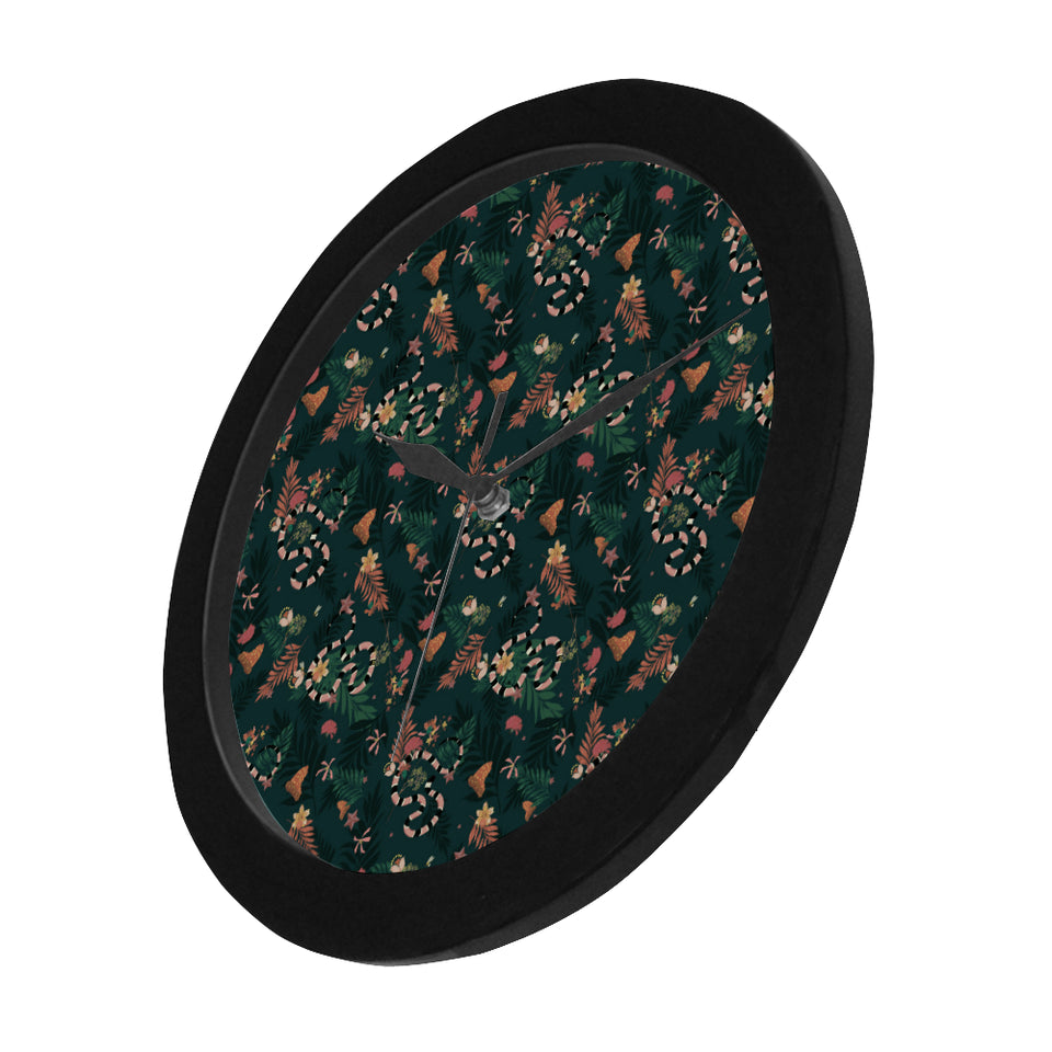 Snake forest pattern Elegant Black Wall Clock