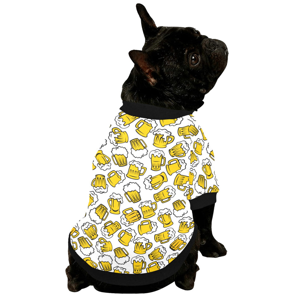 Beer design pattern All Over Print Pet Dog Round Neck Fuzzy Shirt