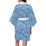 Anchors rudder compass star nautical pattern Women's Short Kimono Robe