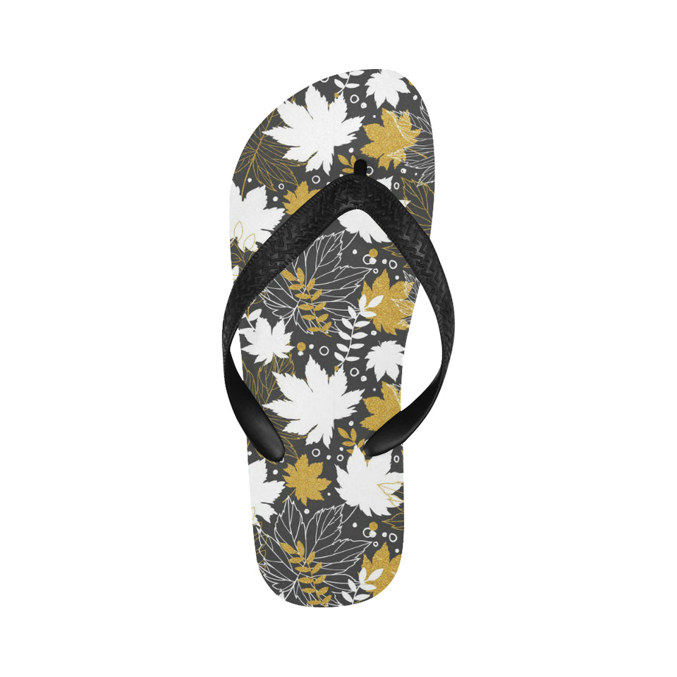 Beautiful gold autumn maple leaf pattern Unisex Flip Flops