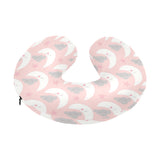 Cute moon cloud star pattern pink dot background U-Shaped Travel Neck Pillow