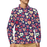 British Pattern Print Design 02 Men's Long Sleeve Polo Shirt