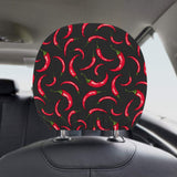 Chili peppers pattern black background Car Headrest Cover