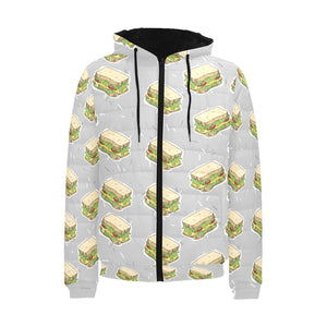 Sandwich Pattern Print Design 05 Men's Padded Hooded Jacket