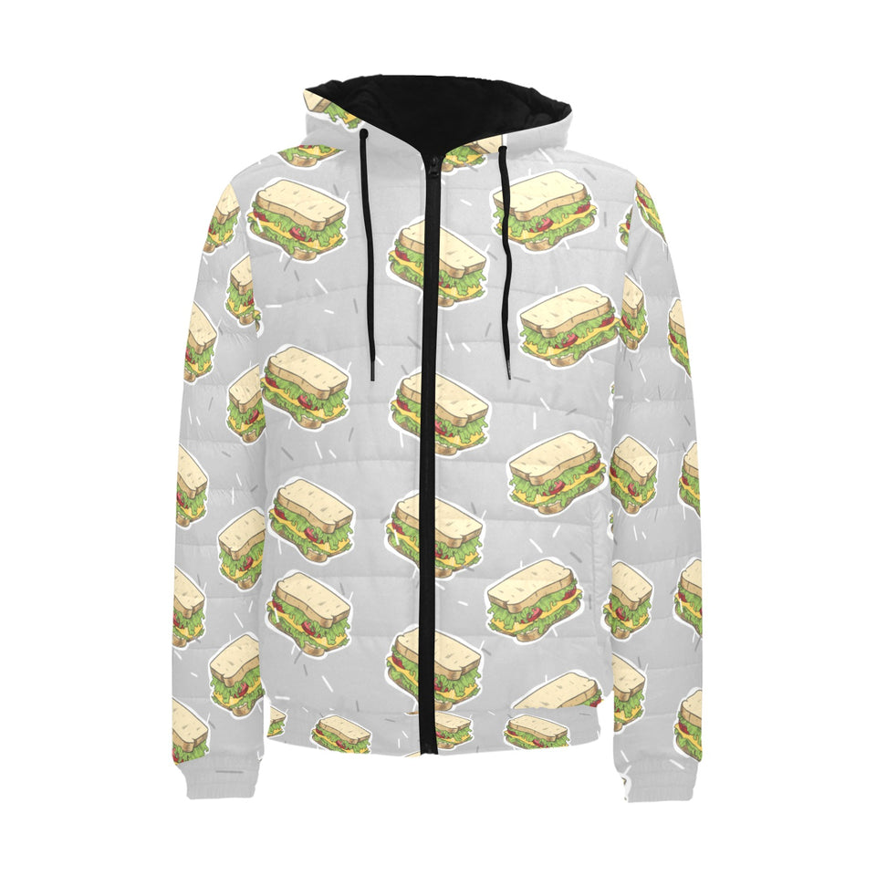 Sandwich Pattern Print Design 05 Men's Padded Hooded Jacket
