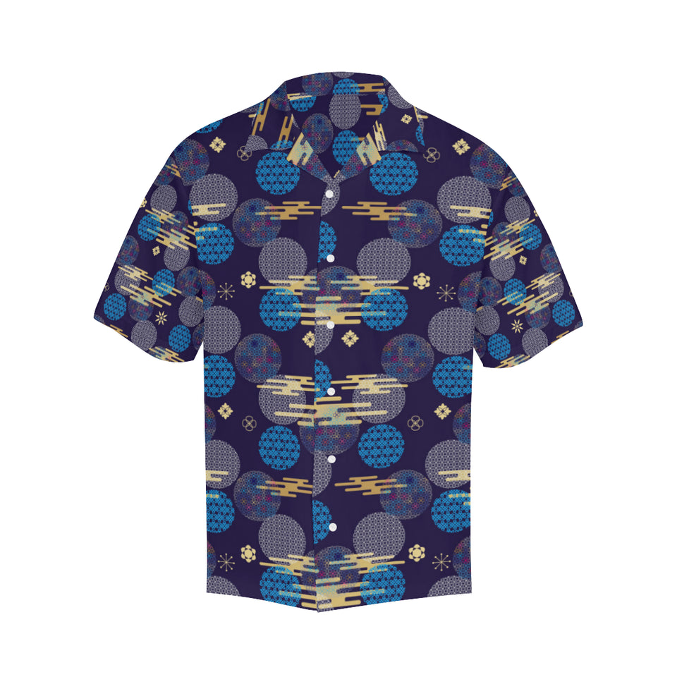 Blue japanese pattern cloud wave flower Men's All Over Print Hawaiian Shirt