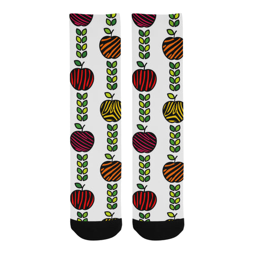 colorful apples leave zebra stripe Crew Socks