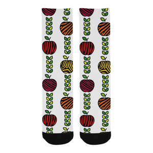 colorful apples leave zebra stripe Crew Socks