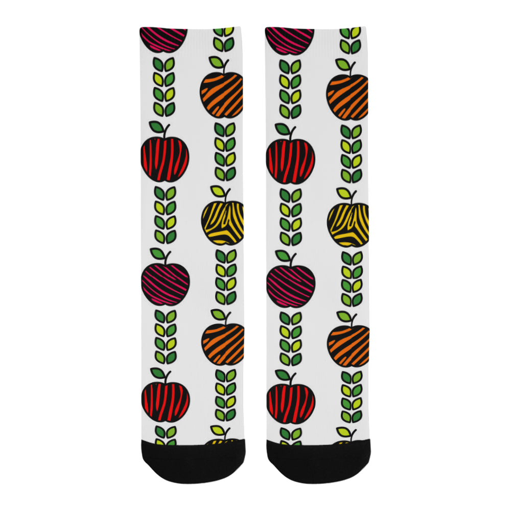 colorful apples leave zebra stripe Crew Socks