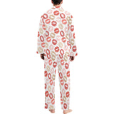 Lips Pattern Print Design 04 Men's Long Pajama Set