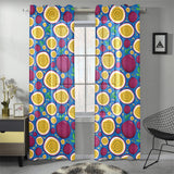 Passion fruit blue background Gauze Curtain