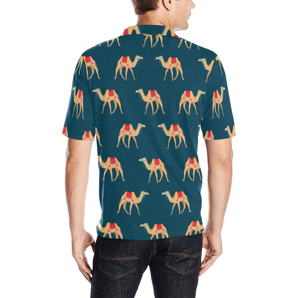 Camel pattern blue blackground Men's All Over Print Polo Shirt