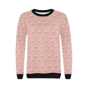 Cute hamster cheese pattern pink background Women's Crew Neck Sweatshirt